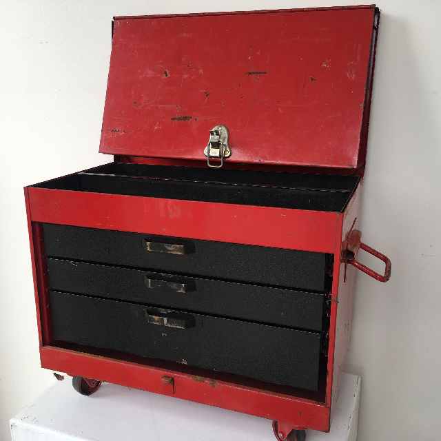 TOOL BOX, Small Red Multi Drawer on Wheels